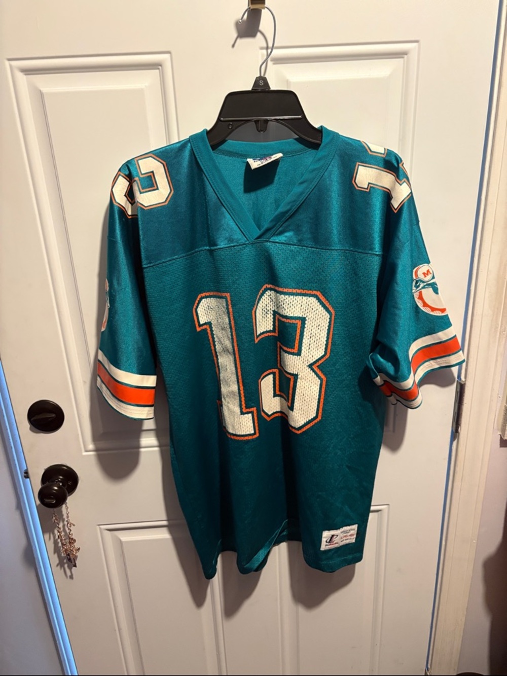 Logo Athletic Teal Miami Dolphins Style #13 Jersey with White & Orange Accents